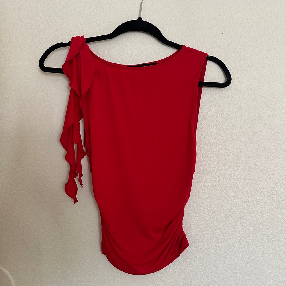 Lioness Rendezvous Red One-Shoulder Ruffle Top - Picture 2 of 4